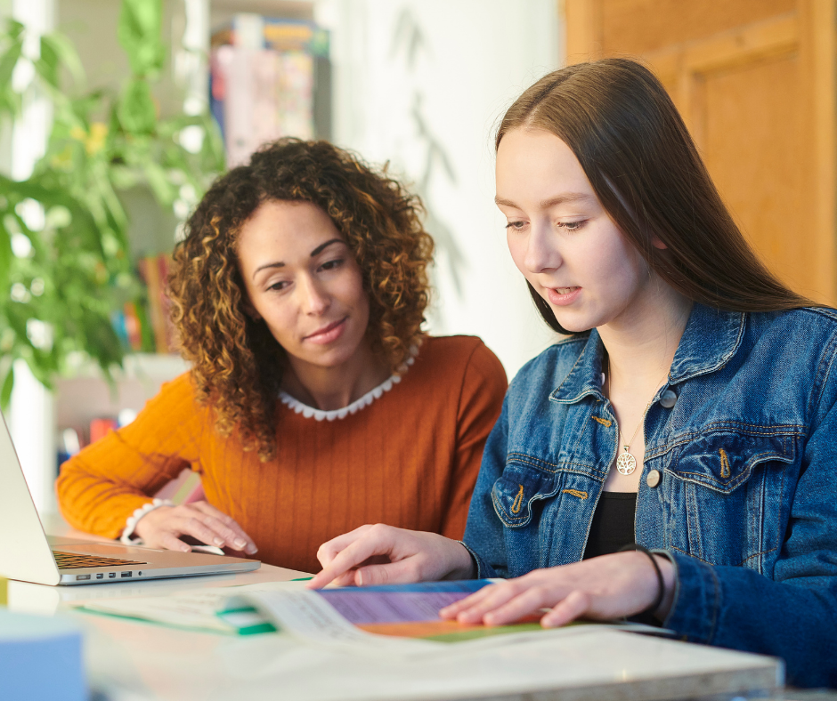 In-home tutoring. Tutor and student.